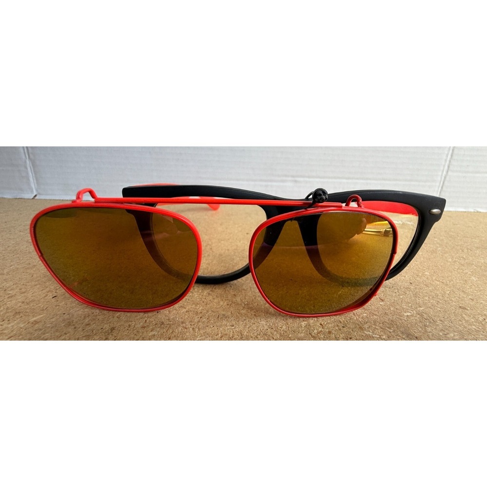 VTG‎ Opti Ray Clip On Sunglasses Black/Red Frame